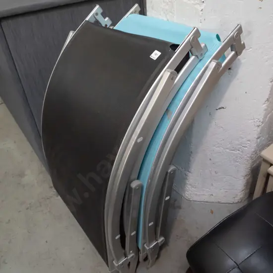 2x aluminium and canvas sun loungers