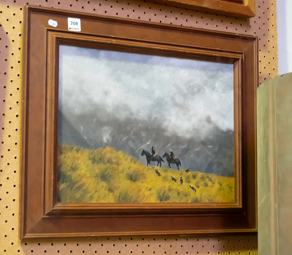 framed oil on  board - mustering Image 1++