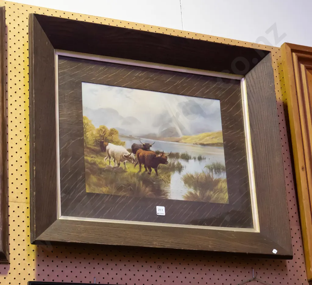 oak framed print - highland cattle Image 1++