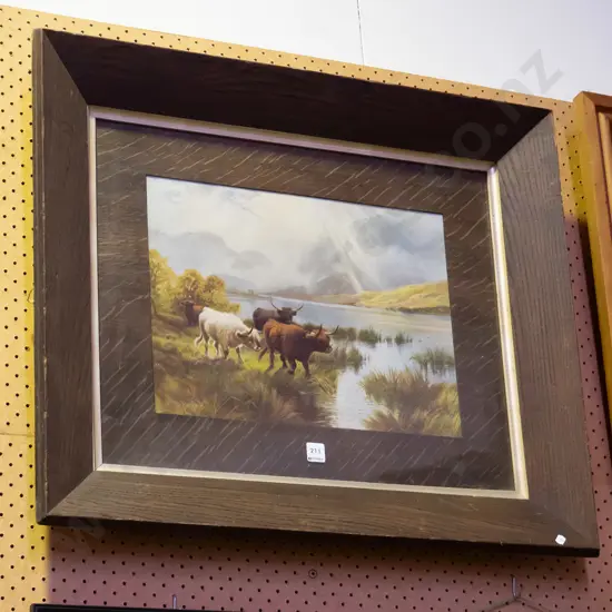 oak framed print - highland cattle