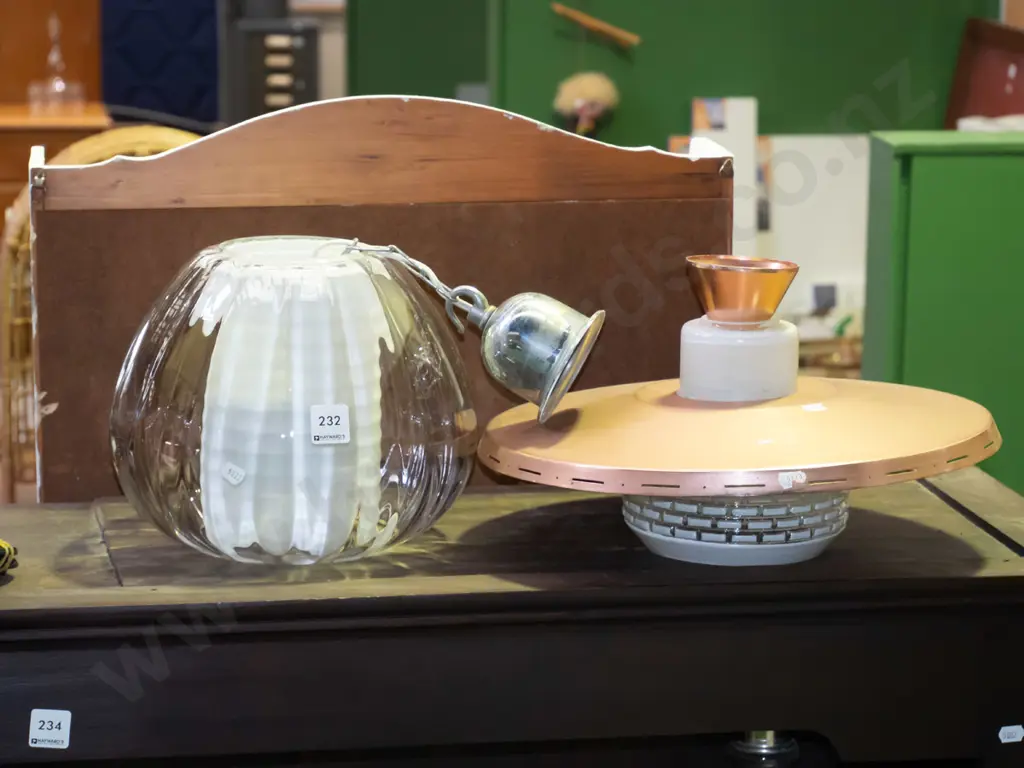 retro copper and glass light shade, glass globe pendant light shade Image 1++