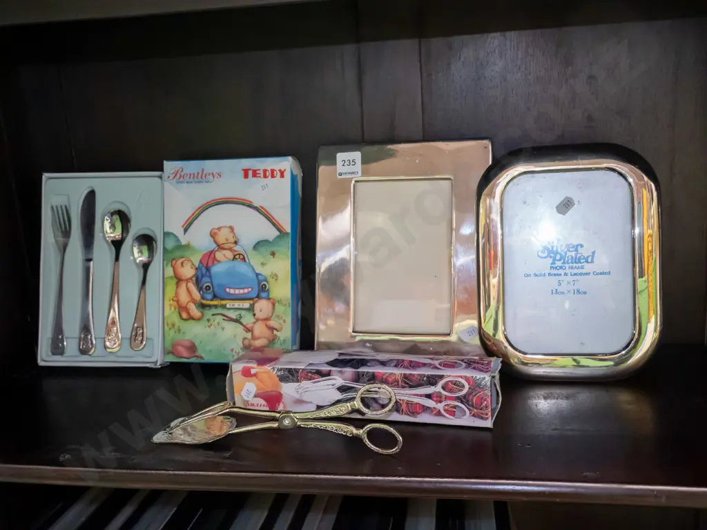 childs cutlery set, serving tongs, plated photo frames Image 1++