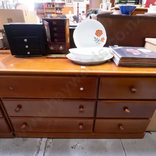 6 drawer solid pine lowboy - handles need attention H-700 W-1200 D-480