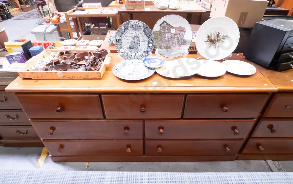 solid pine 7 drawer lowboy H-700 W-1440 D-480 Image 1++