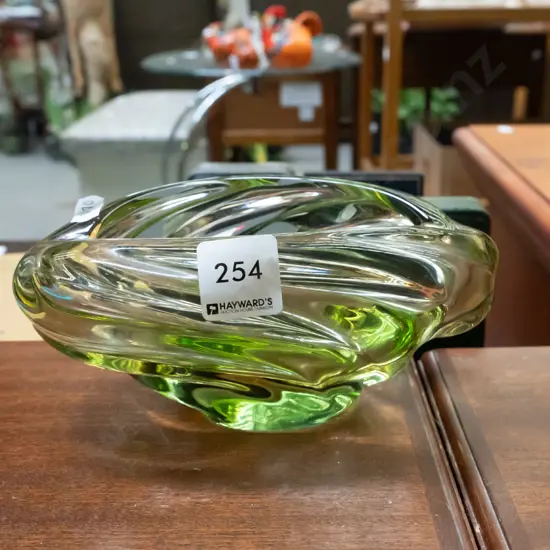 green glass ashtray
