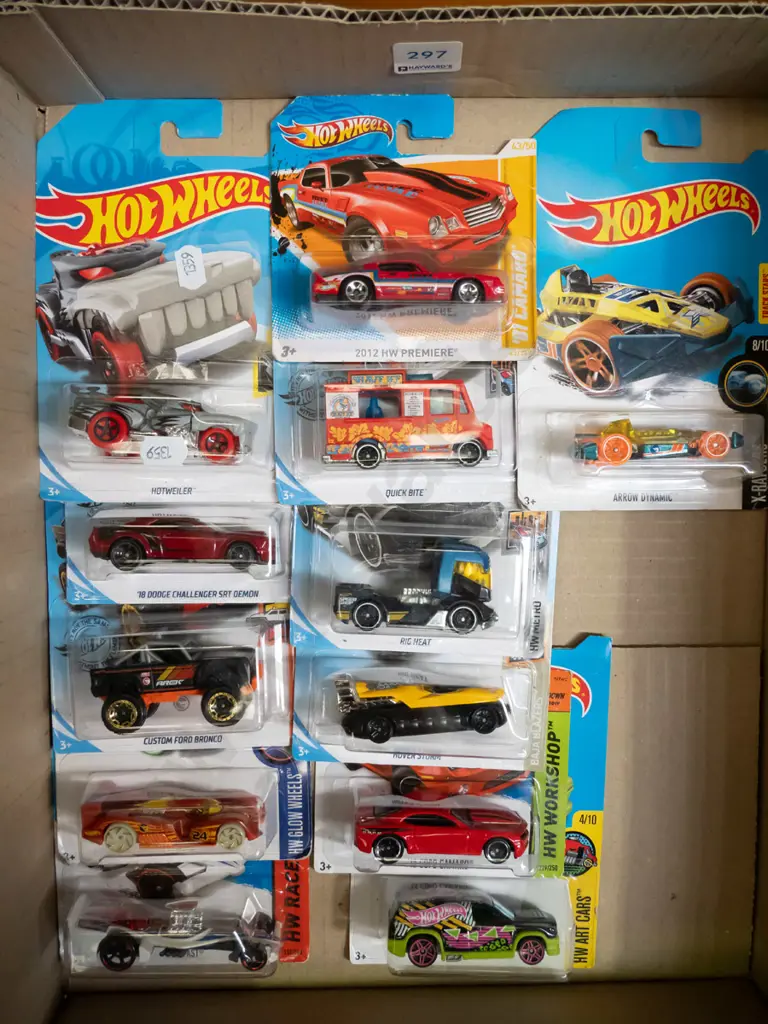 box of Hot Wheel vehicles Image 1++