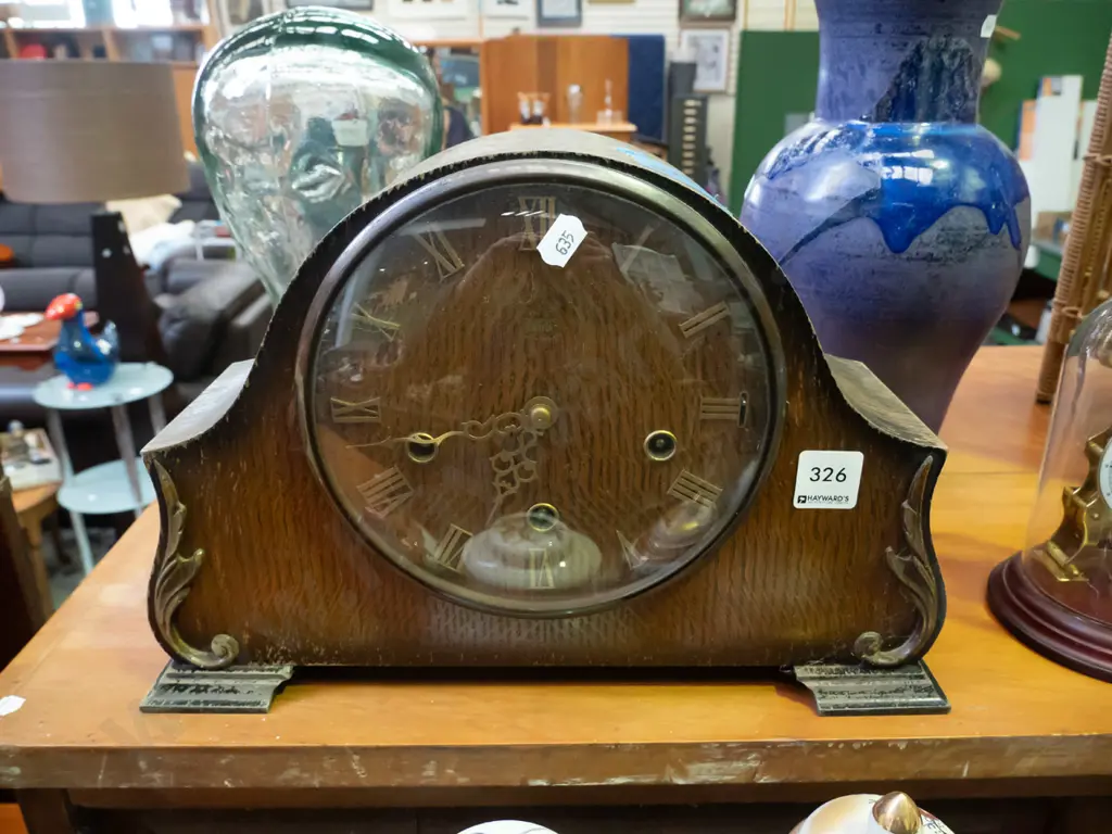 Edwardian oak mantle clock Image 1++