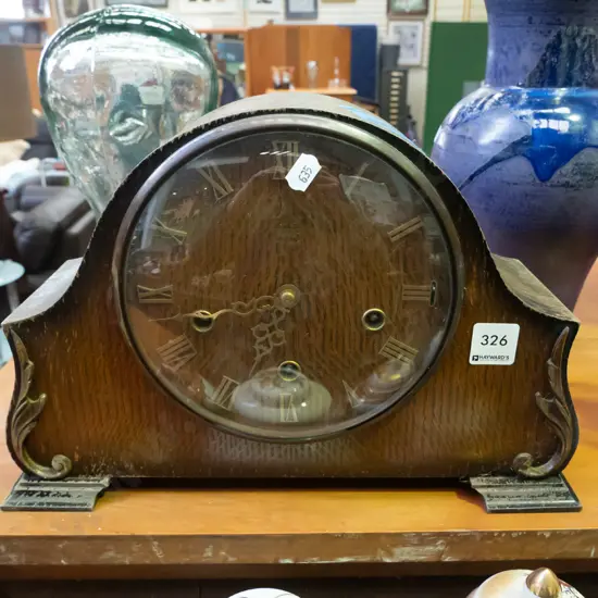 Edwardian oak mantle clock