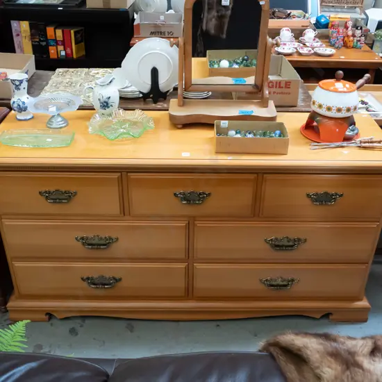 solid rimu 7 drawer lowboy H-750 W-1460 D-430