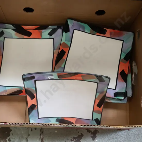 box of  1990s Temuka Pottery square plates