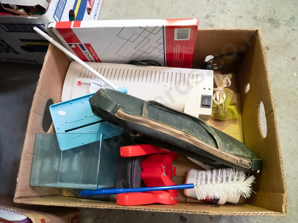 box; knitting needles, laminator, bottle capper etc Image 1++
