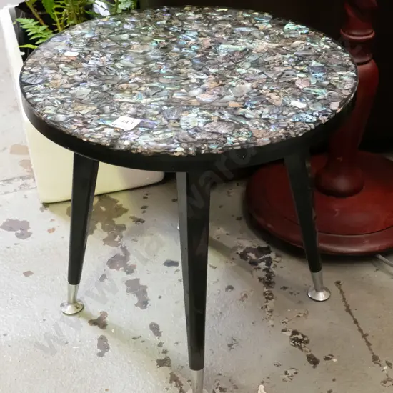 retro paua topped end table