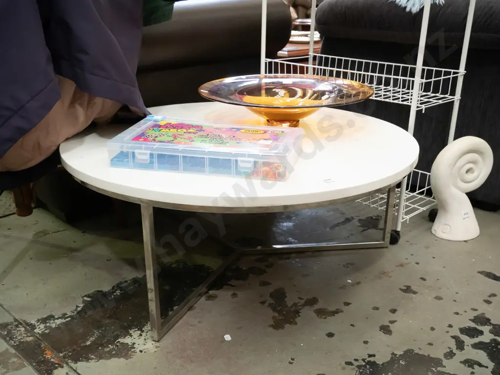 melteca chrome based circular coffee table H-800 Image 1++