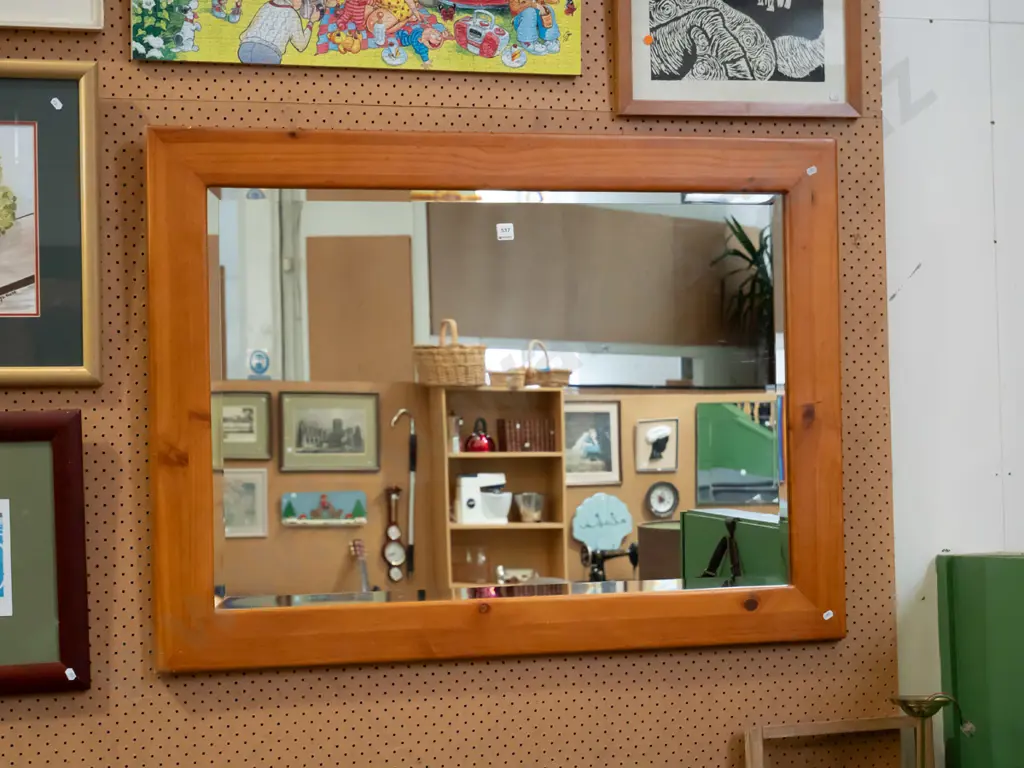 large pine bevelled edge wall mirror H-1100 W-800 Image 1++