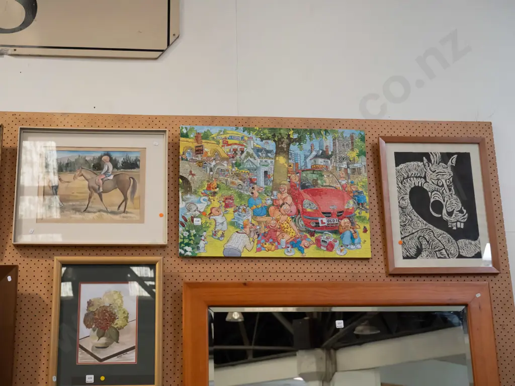 framed watercolour, puzzle, framed wood cut - orange dots Image 1++