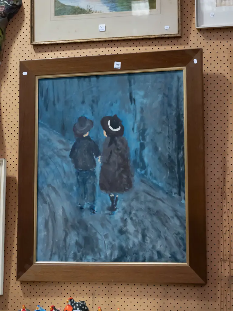 framed oil - children holding hands Image 1++