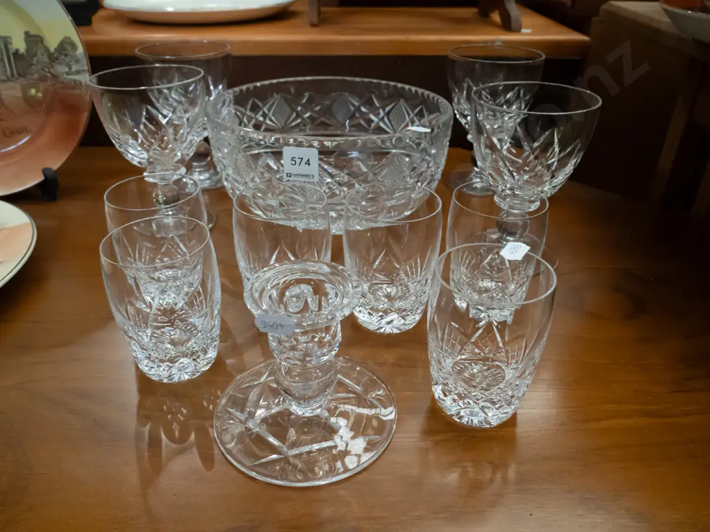crystal bowl, wine glasses, candle stick, sherry glasses Image 1++