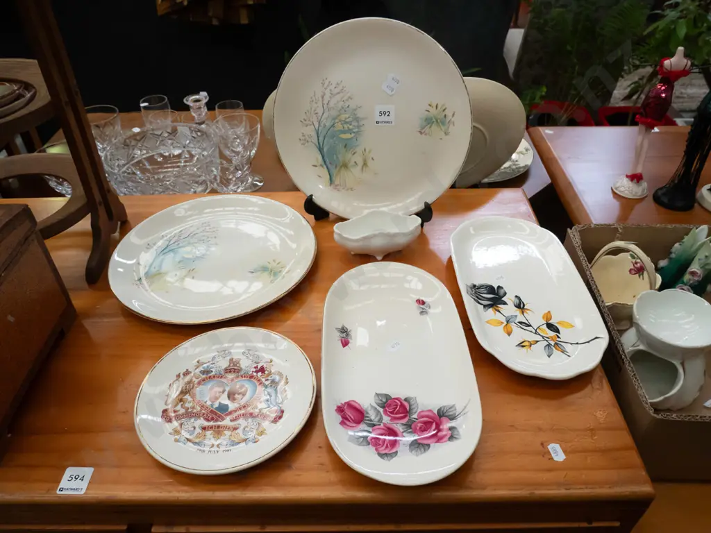 assorted sandwich plates, Crown Lynn Charles & Diana plate etc Image 1++