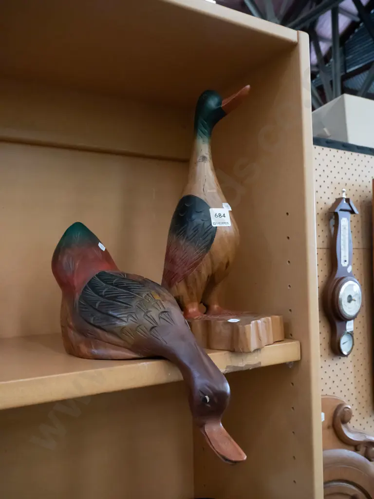 2x wooden duck figurines H-320 Image 1++