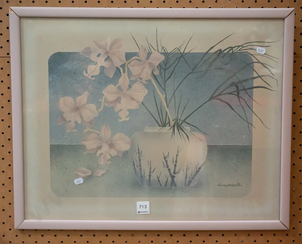 1980s framed orchid print Image 1++