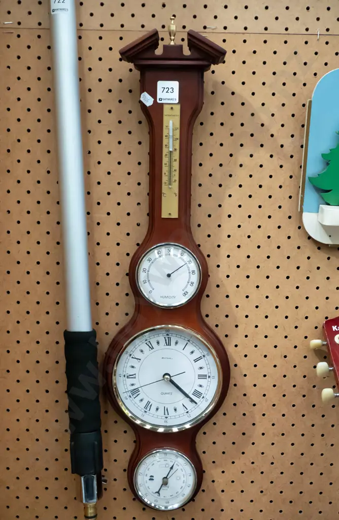 wall barometer/thermometer with clock Image 1++