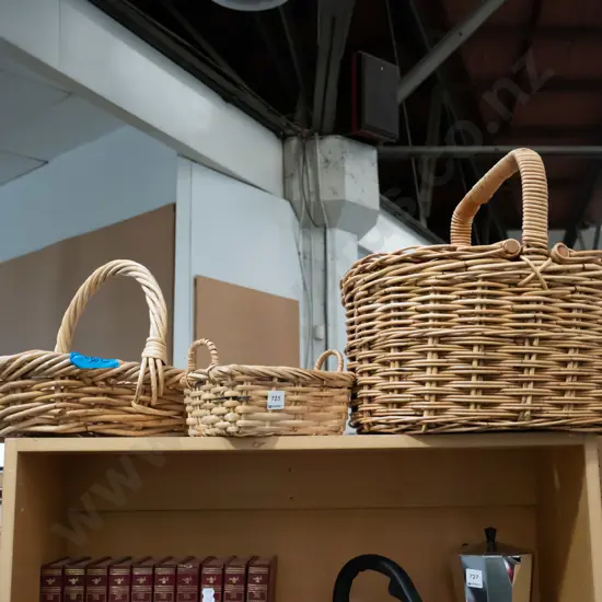 3x cane baskets