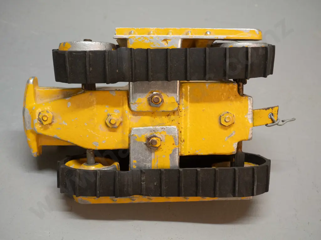 vintage Tiger Toys cast metal bulldozer - rubber tracks somewhat loose, wear to paint and logo H-100 L-200 Image 1++