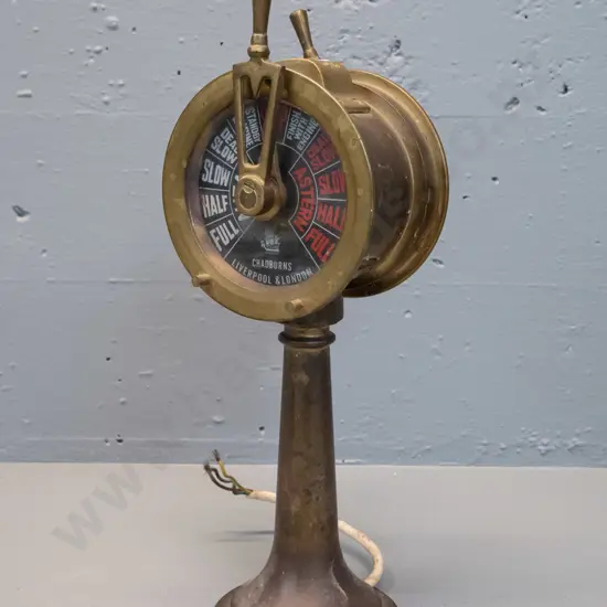 small brass cased ship's double-sided telegraph - marked Chadburns Liverpool & London. H-380 Faces D-140