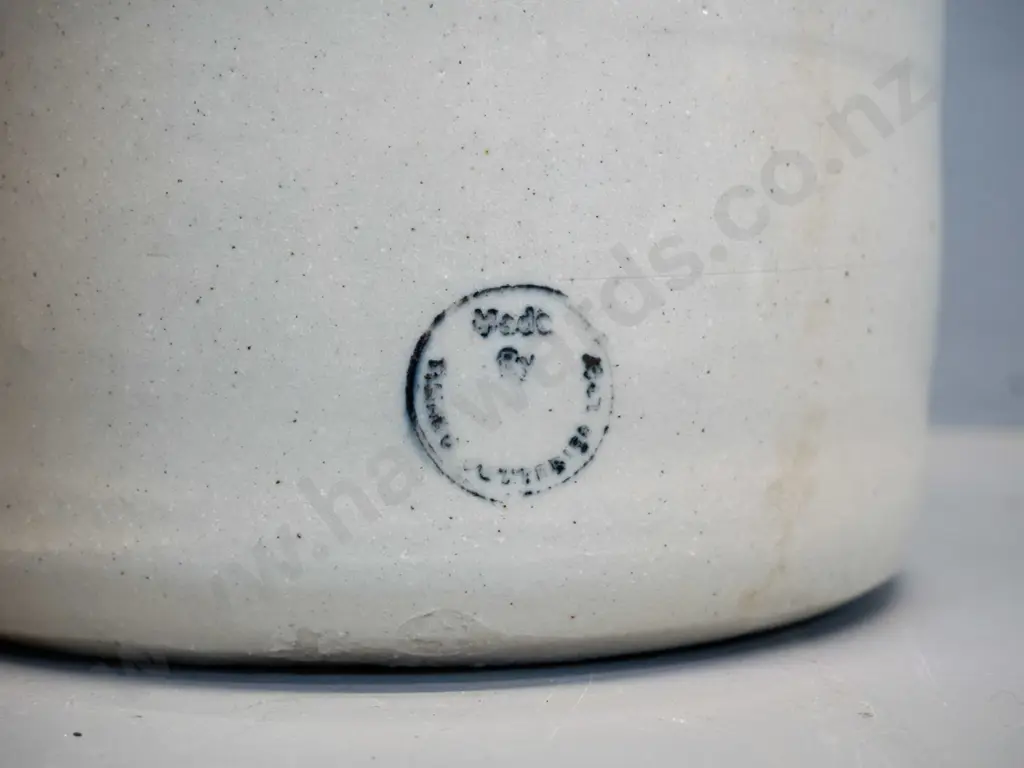 2 wide mouth crocks - one marked Temuka Potteries on base H-290 D-170 other has unclear mark (Timaru?) Image 1++