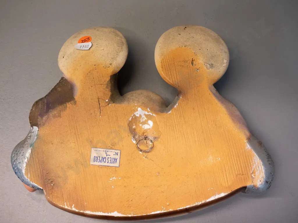 plaster religious wall hanging marked "Artes Capero" - some flecks to paint H-200 W-250 Image 1++