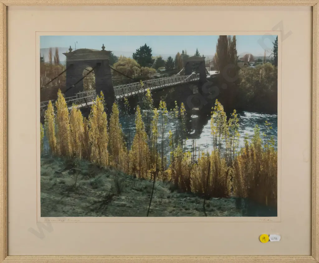 framed Whites Aviation hand coloured photograph - Alexandra Bridge (staining to mat) H-290 W-365 Image 1++