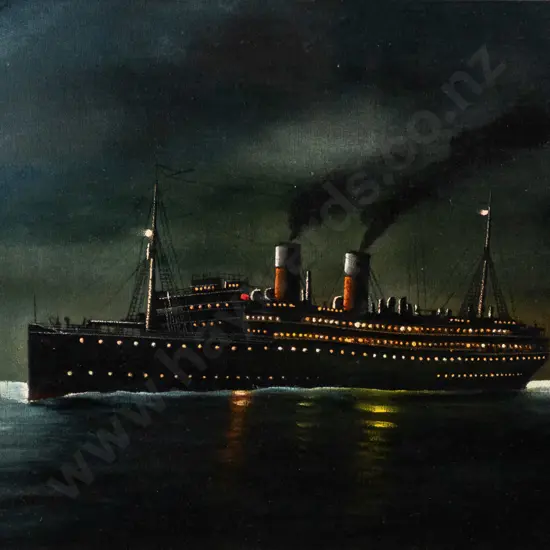 unsigned, framed oil - steam ship H - 240 W - 340