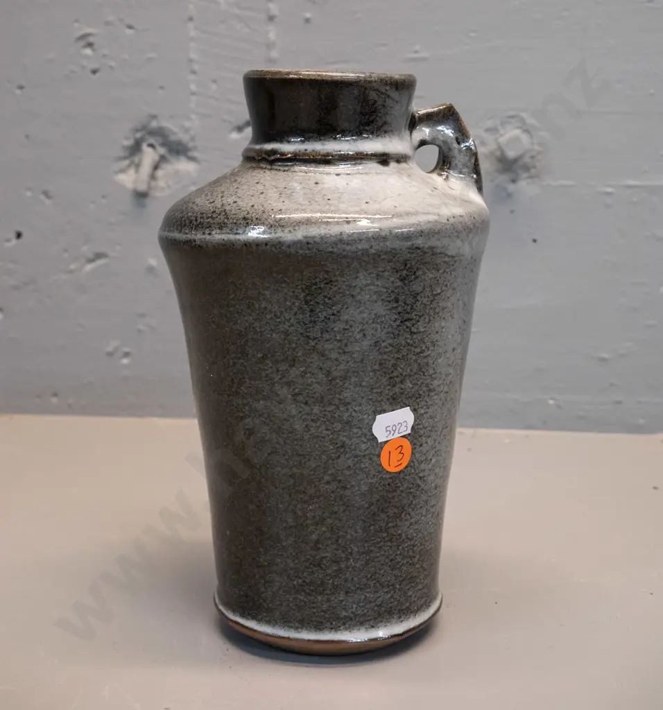 Lawrence Ewing studio pottery vase with single lug handle H-245 W-150 Image 1++