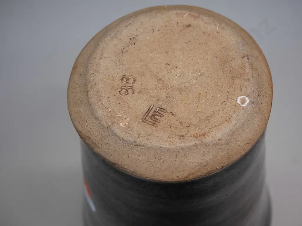 Lawrence Ewing studio pottery vase with single lug handle H-245 W-150 Image 1++