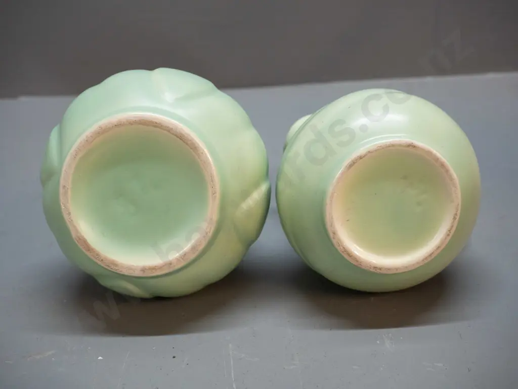 2 light green & yellow Crown Lynn items - jug H-135 (marked .51.) and vase (marked 87) Image 1++
