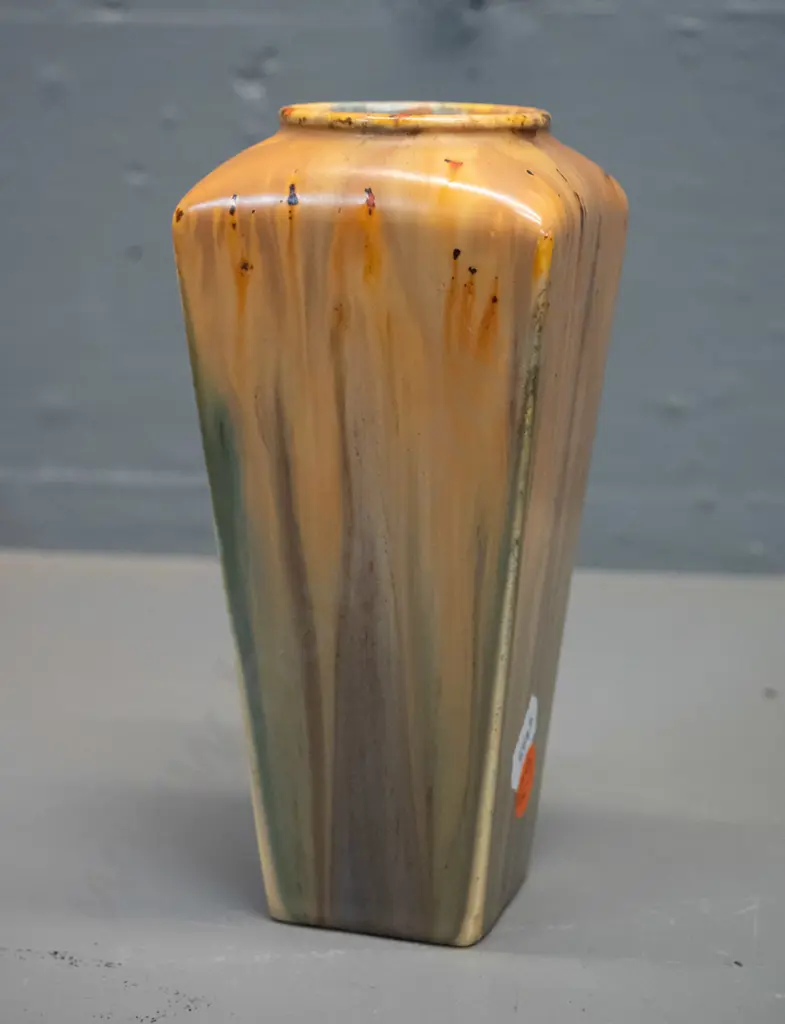 vintage deco style small trickle glaze vase - marked "Ricardi Ware - Made in England" H-150 Image 1++