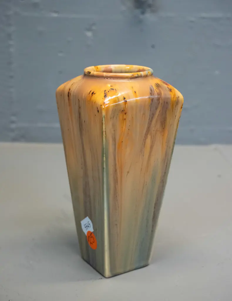 vintage deco style small trickle glaze vase - marked "Ricardi Ware - Made in England" H-150 Image 1++