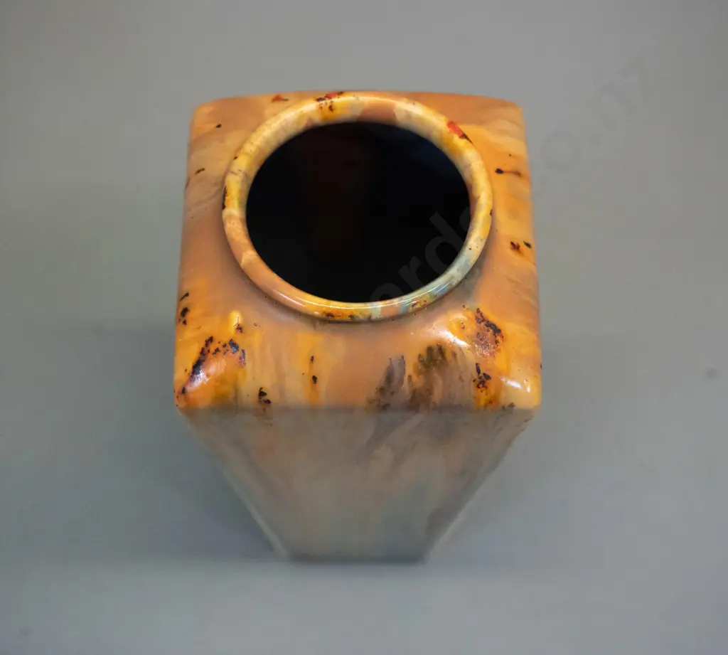 vintage deco style small trickle glaze vase - marked "Ricardi Ware - Made in England" H-150 Image 1++