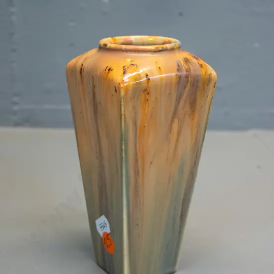 vintage deco style small trickle glaze vase - marked "Ricardi Ware - Made in England" H-150