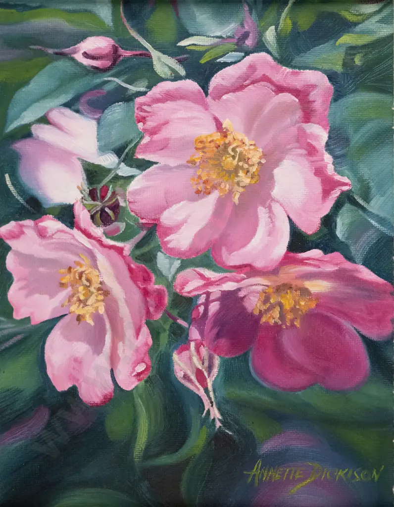 Annette Dickison - framed oil "Ode To A Wild Rose" H - 240 W - 190 Image 1++