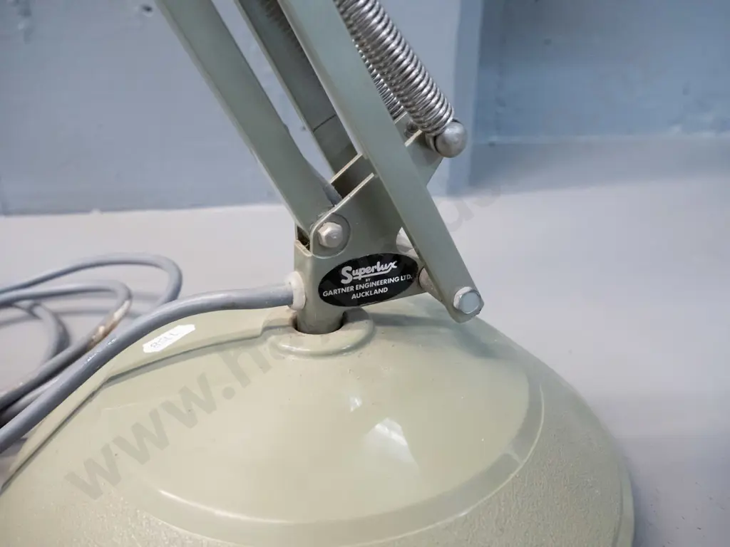Superluxe anglepoise lamp in green-grey finish - working. H-630 as photographed, shade D-185 Image 1++