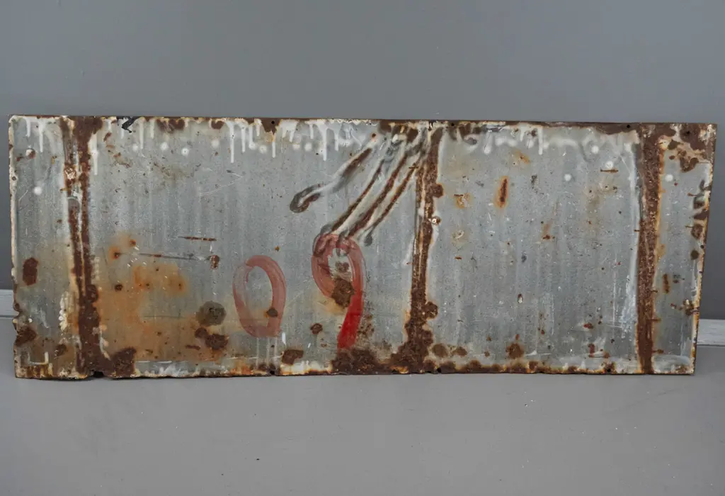vintage enamel metal advertising sign - Buchanan's Black & White Scotch Whisky - remnant Imperial Enamel Co Birmingham Image 1++