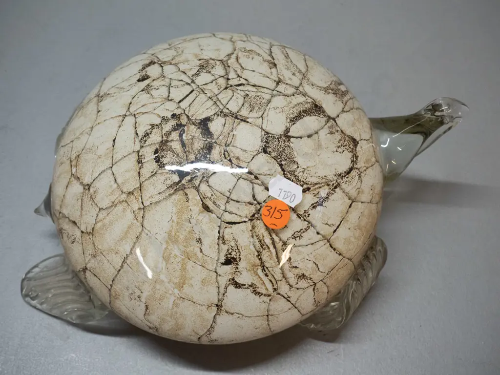 art glass tortoise - clear over crackle effect black and sand colour H-85 L-240 Image 1++