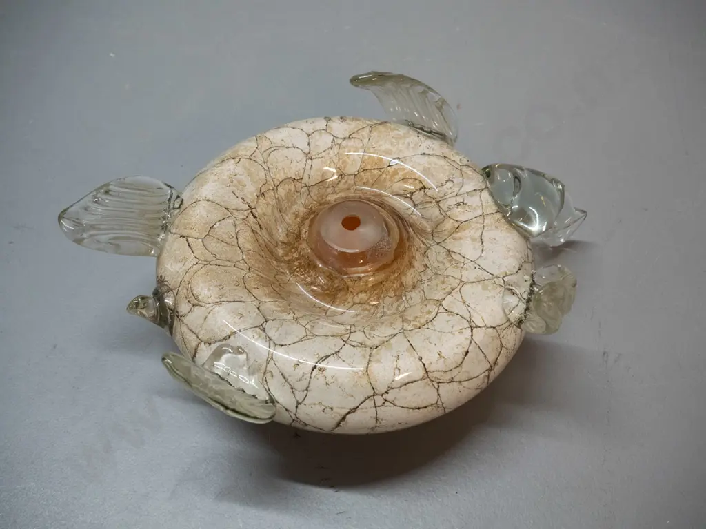 art glass tortoise - clear over crackle effect black and sand colour H-85 L-240 Image 1++