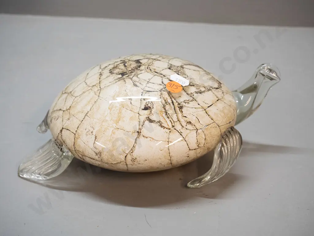 art glass tortoise - clear over crackle effect black and sand colour H-85 L-240 Image 1++