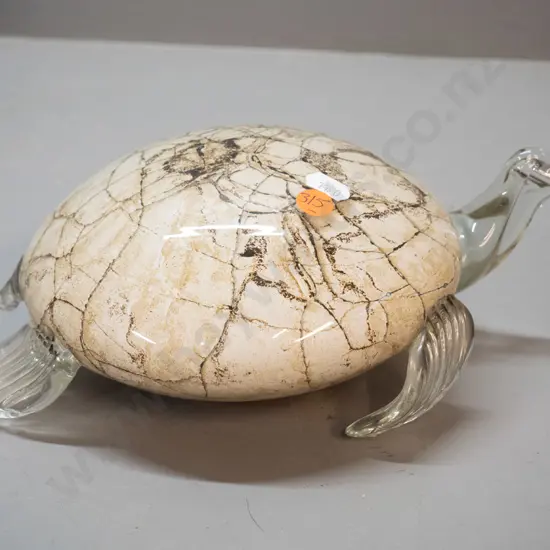 art glass tortoise - clear over crackle effect black and sand colour H-85 L-240