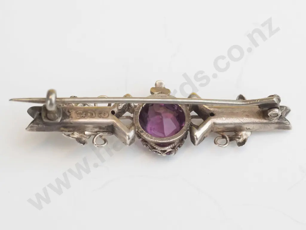 silver amethyst brooch [stamped] Image 1++