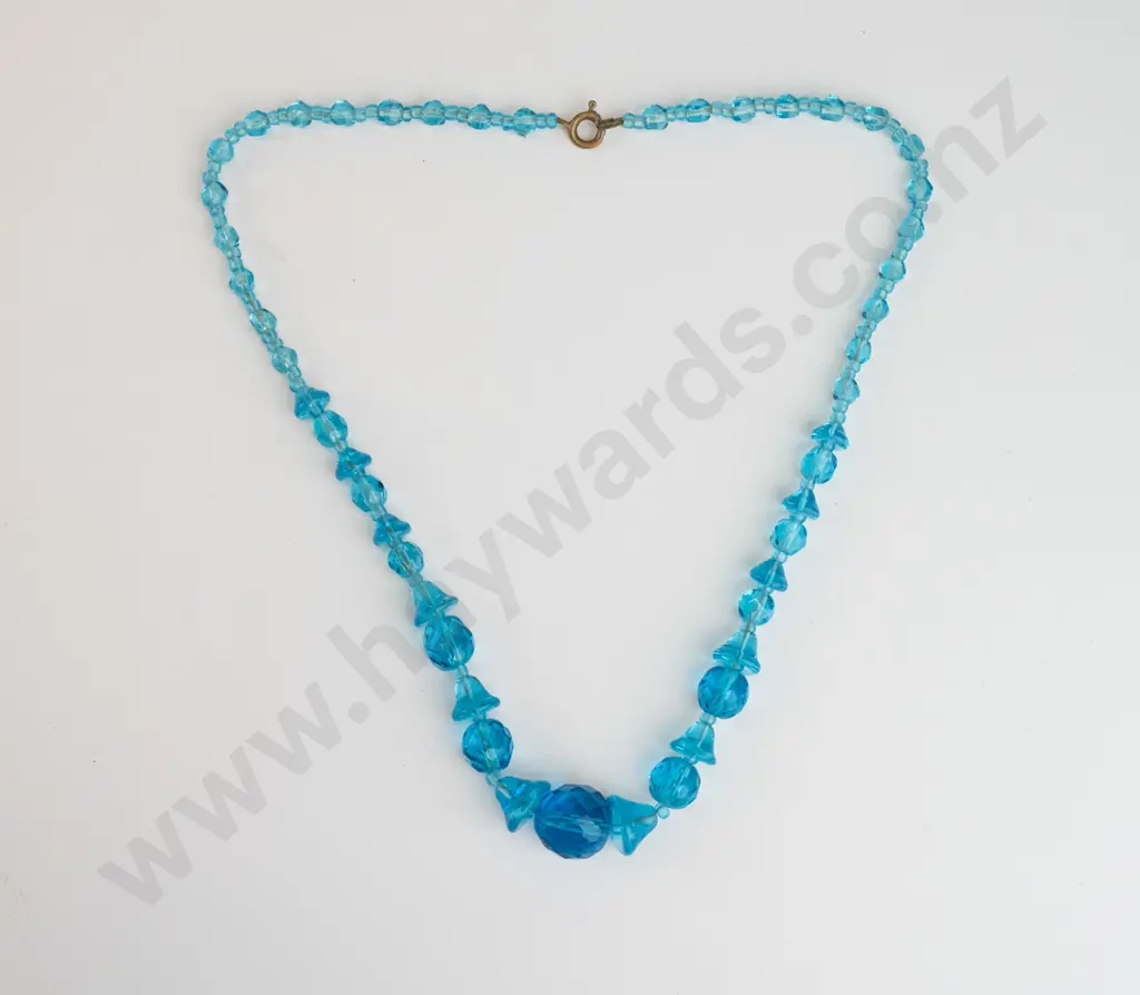 costume blue beaded necklace Image 1++