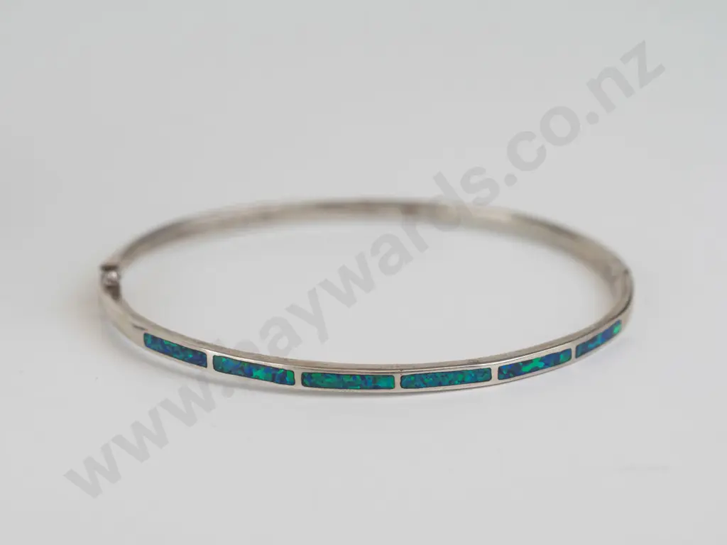 silver and opal bangle Image 1++