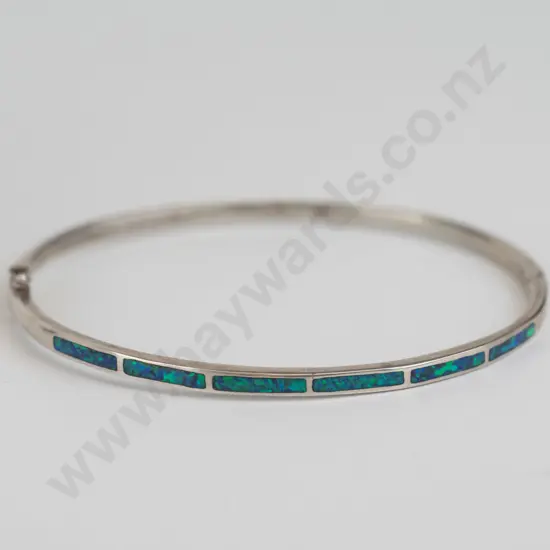 silver and opal bangle
